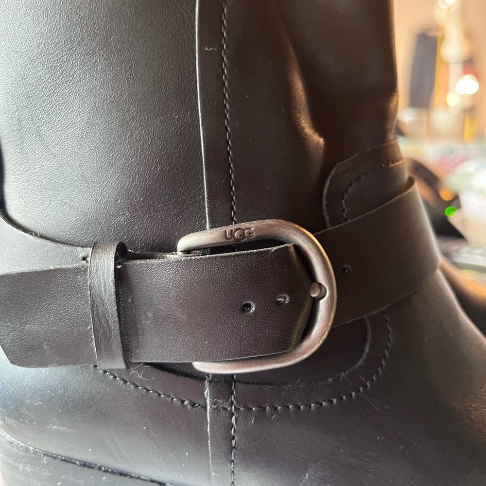 ugg black leather ankle boots